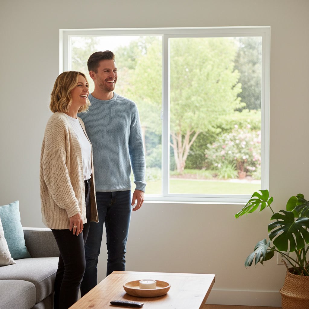 Energy-efficient window with low-E glass in Acadiana home